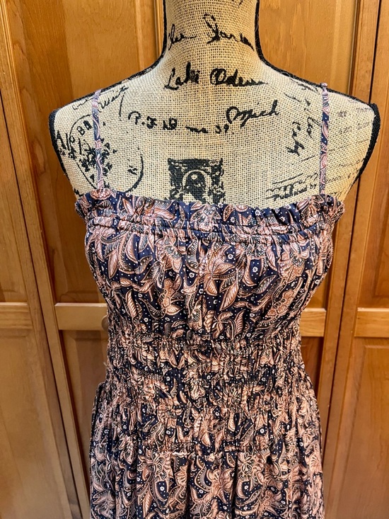 Madewell Brown Floral Smocked Midi Dress - Picture 3 of 4